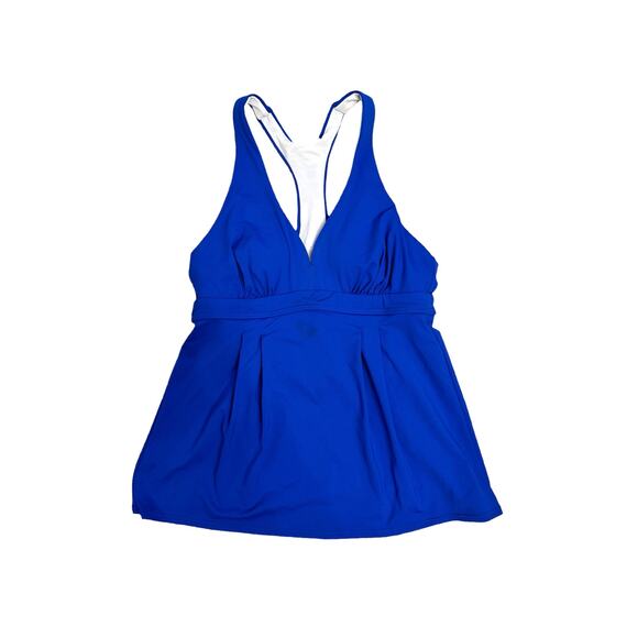 Land's End Blue Modest Quality Classic MInimalist Pool Swim Tankini  Top sz 4 - Picture 5 of 6